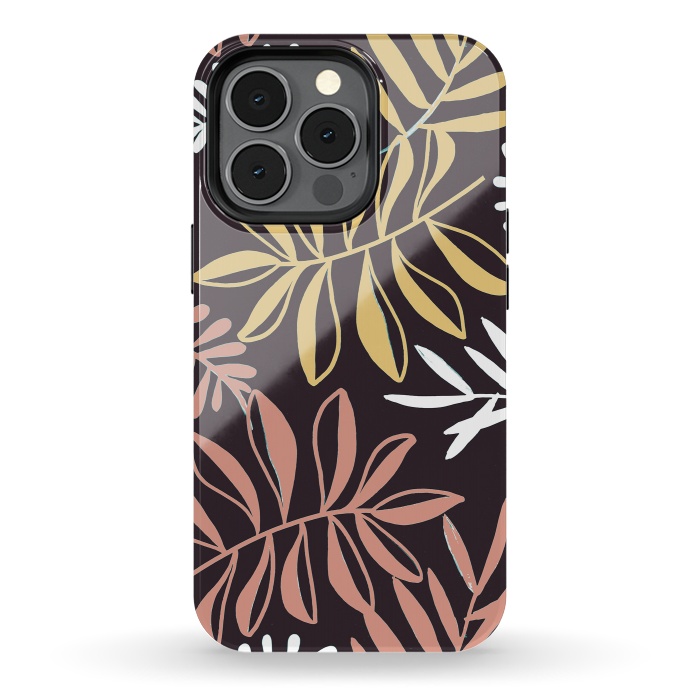 iPhone 13 pro StrongFit Neutral modern tropical leaves by Oana 