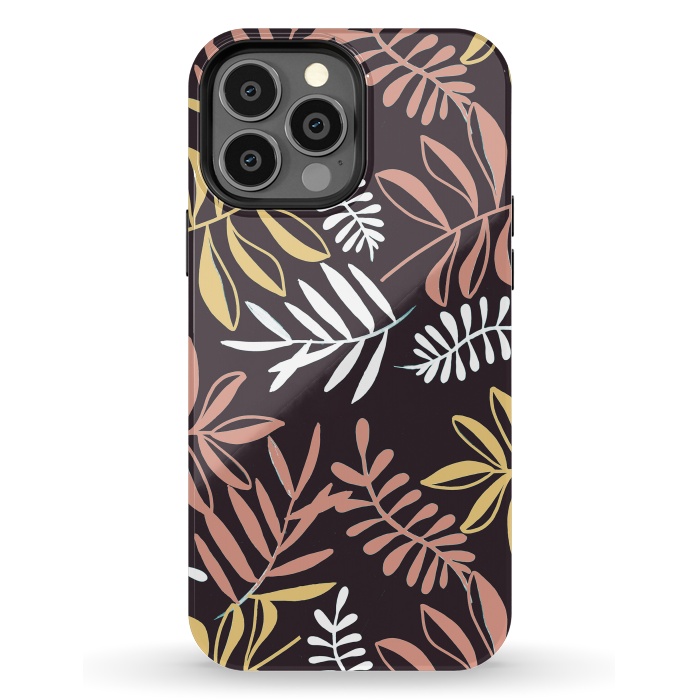 iPhone 13 Pro Max StrongFit Neutral modern tropical leaves by Oana 