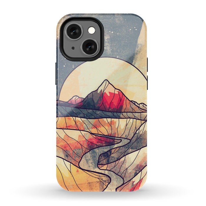 iPhone 13 mini StrongFit Retro river mountains by Steve Wade (Swade)