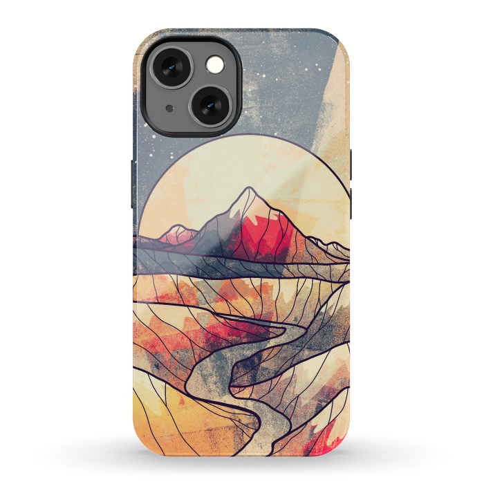 iPhone 13 StrongFit Retro river mountains by Steve Wade (Swade)