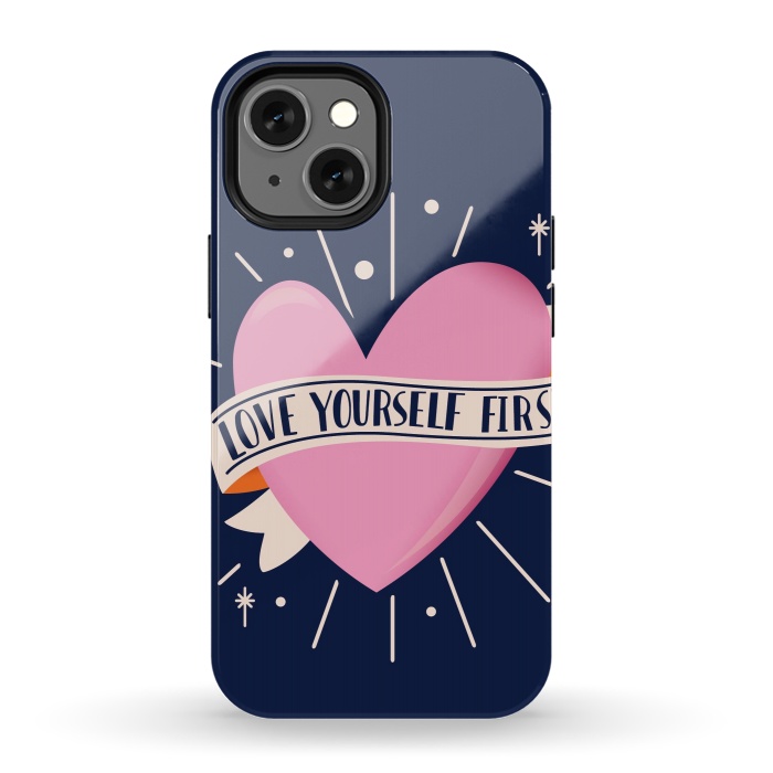 iPhone 13 mini StrongFit Love Yourself First, Happy Valentine's Day 2 by Jelena Obradovic