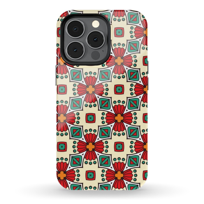 iPhone 13 pro StrongFit red floral print by MALLIKA