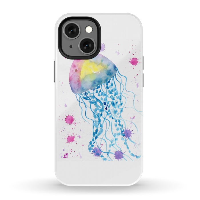 iPhone 13 mini StrongFit Jellyfish watercolor 22 by ArtKingdom7