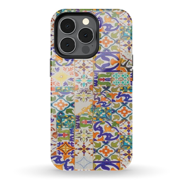 iPhone 13 pro StrongFit OLD TILE PATTERN by MALLIKA