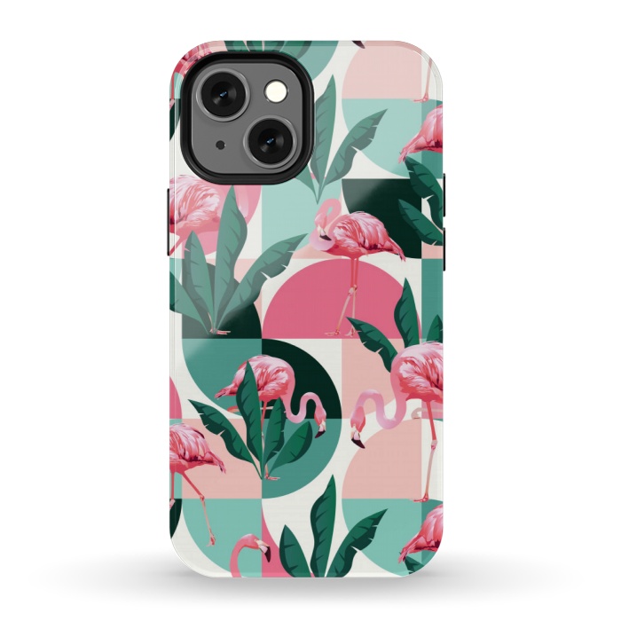 iPhone 13 mini StrongFit square flamingo pattern  by MALLIKA