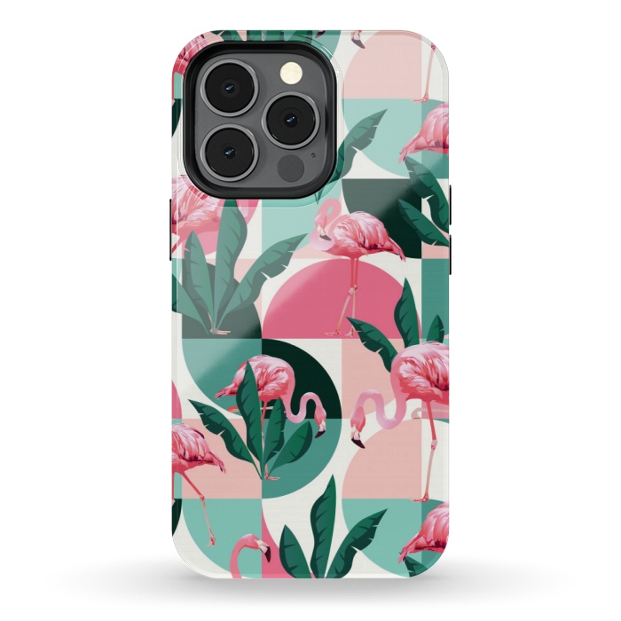 iPhone 13 pro StrongFit square flamingo pattern  by MALLIKA