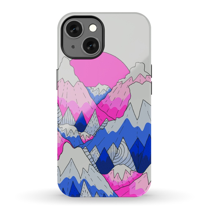iPhone 13 StrongFit The hot pink and blue peaks by Steve Wade (Swade)