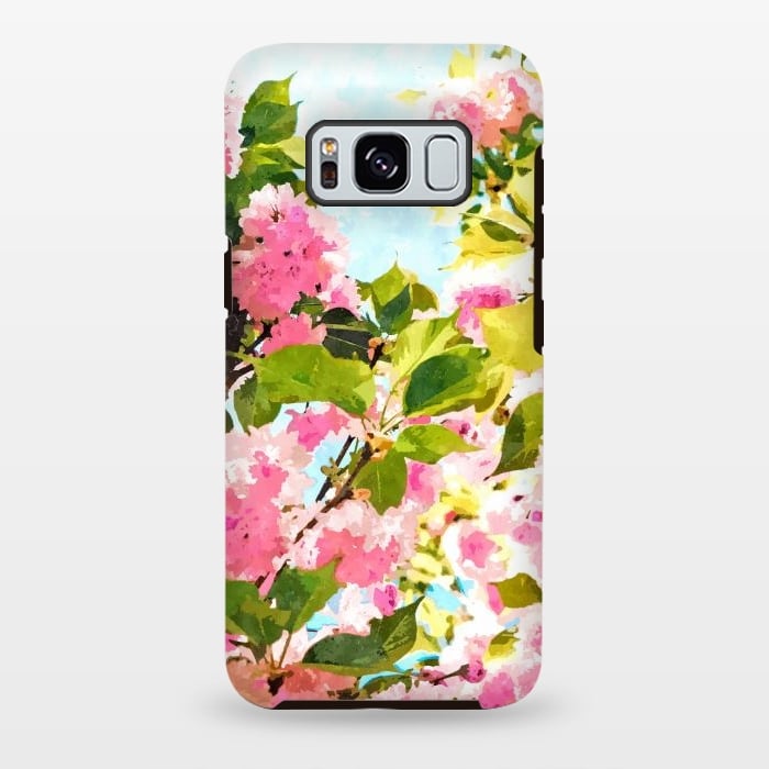 Galaxy S8 plus StrongFit Day dreaming under the blooming Bougainvillea | Summer botanical Floral Vintage Garden Painting by Uma Prabhakar Gokhale