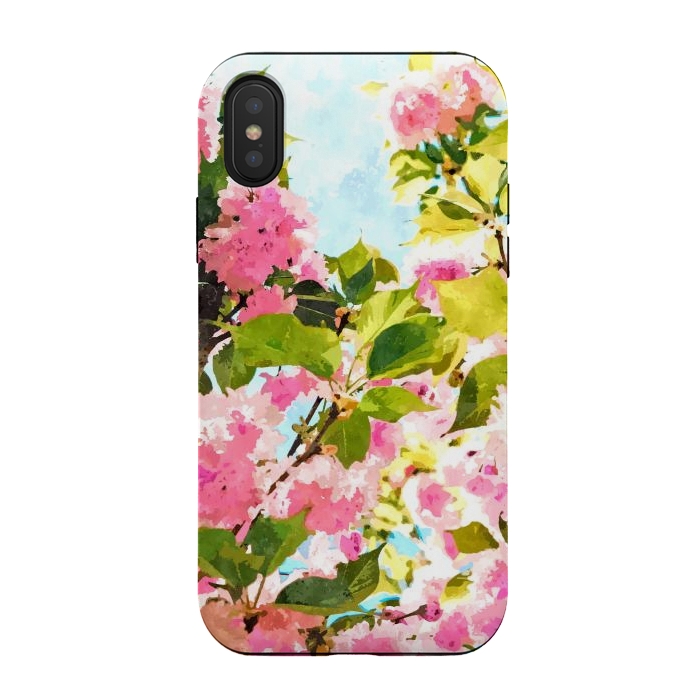 iPhone Xs / X StrongFit Day dreaming under the blooming Bougainvillea | Summer botanical Floral Vintage Garden Painting by Uma Prabhakar Gokhale