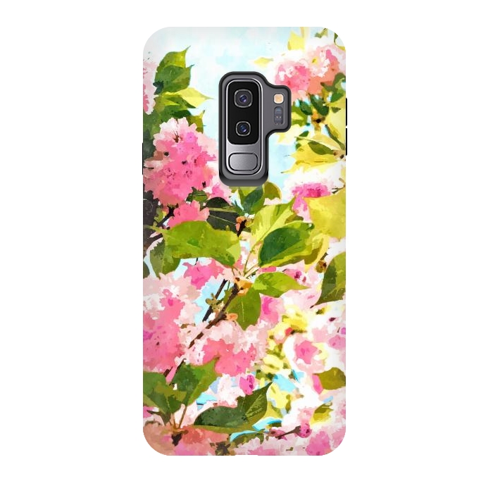 Galaxy S9 plus StrongFit Day dreaming under the blooming Bougainvillea | Summer botanical Floral Vintage Garden Painting by Uma Prabhakar Gokhale