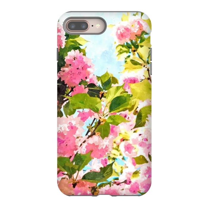 iPhone 8 plus StrongFit Day dreaming under the blooming Bougainvillea | Summer botanical Floral Vintage Garden Painting by Uma Prabhakar Gokhale