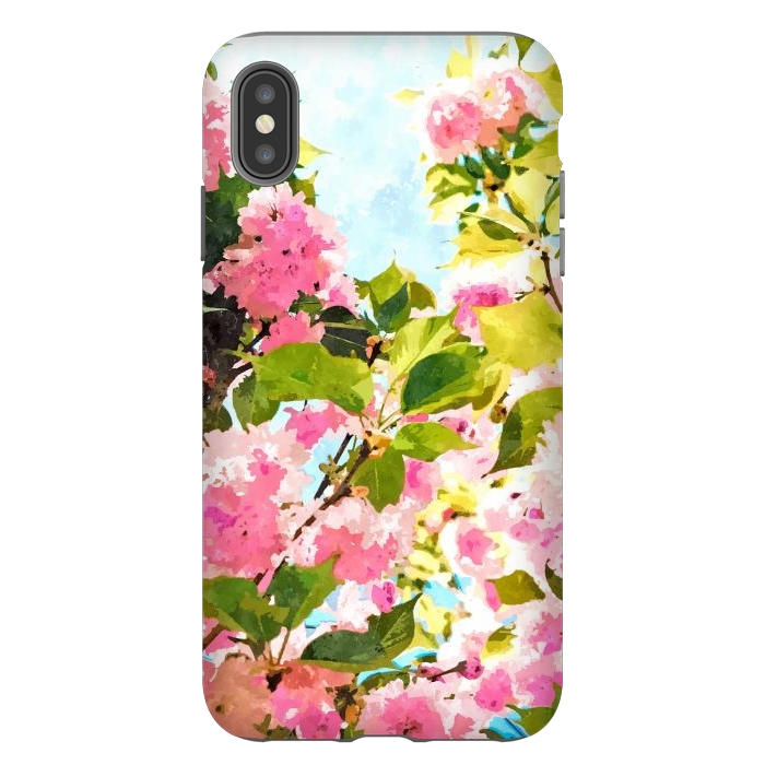 iPhone Xs Max StrongFit Day dreaming under the blooming Bougainvillea | Summer botanical Floral Vintage Garden Painting by Uma Prabhakar Gokhale