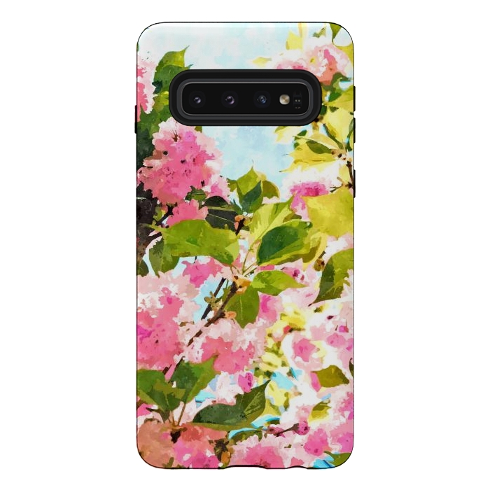 Galaxy S10 StrongFit Day dreaming under the blooming Bougainvillea | Summer botanical Floral Vintage Garden Painting by Uma Prabhakar Gokhale