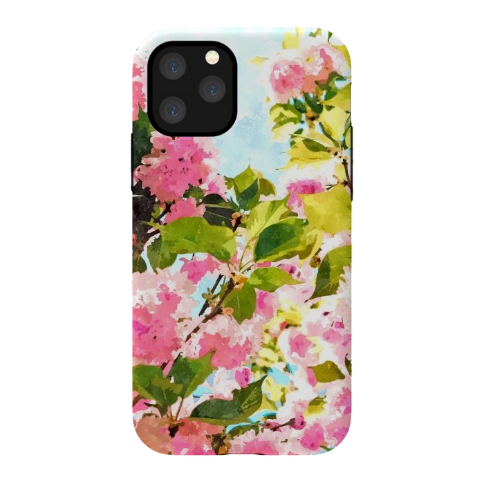 iPhone 11 Pro StrongFit Day dreaming under the blooming Bougainvillea | Summer botanical Floral Vintage Garden Painting by Uma Prabhakar Gokhale