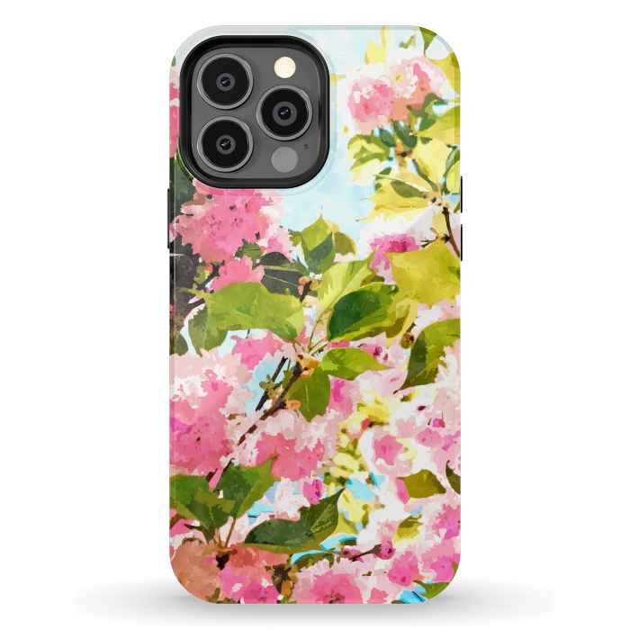 iPhone 13 Pro Max StrongFit Day dreaming under the blooming Bougainvillea | Summer botanical Floral Vintage Garden Painting by Uma Prabhakar Gokhale
