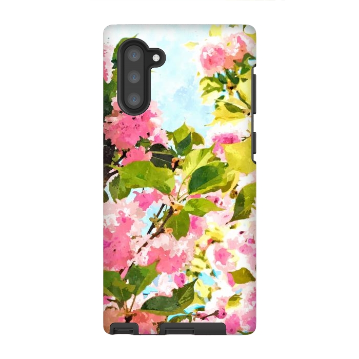 Galaxy Note 10 StrongFit Day dreaming under the blooming Bougainvillea | Summer botanical Floral Vintage Garden Painting by Uma Prabhakar Gokhale