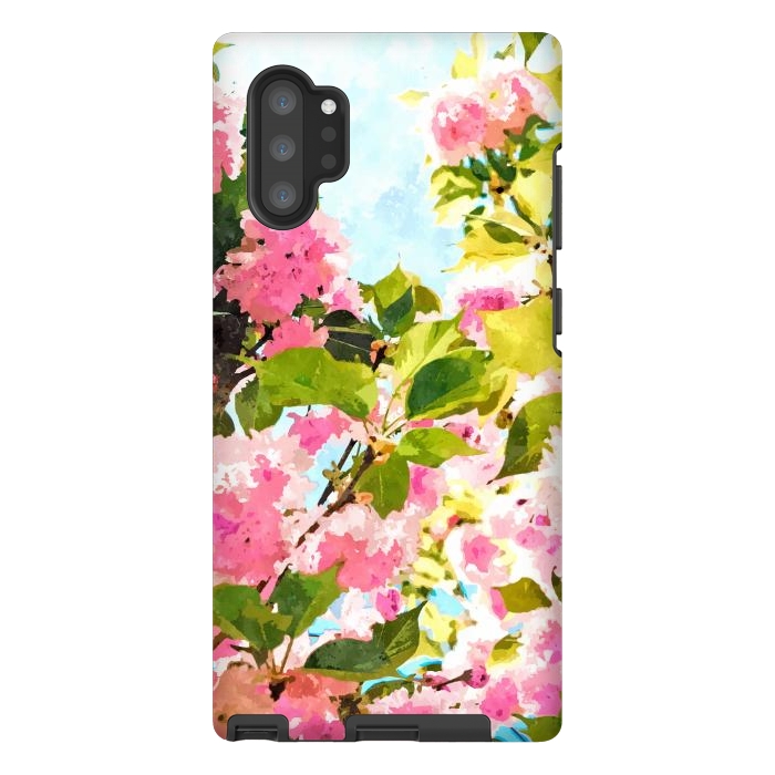 Galaxy Note 10 plus StrongFit Day dreaming under the blooming Bougainvillea | Summer botanical Floral Vintage Garden Painting by Uma Prabhakar Gokhale