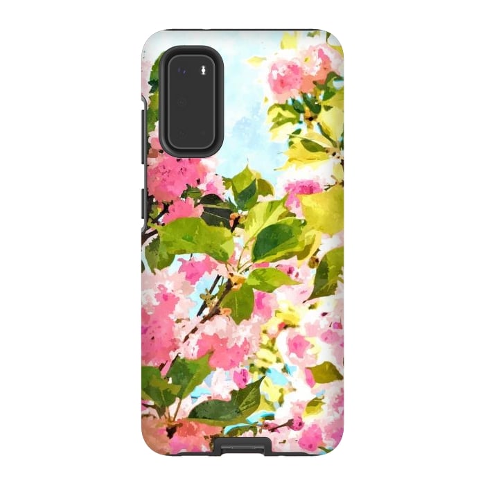 Galaxy S20 StrongFit Day dreaming under the blooming Bougainvillea | Summer botanical Floral Vintage Garden Painting by Uma Prabhakar Gokhale