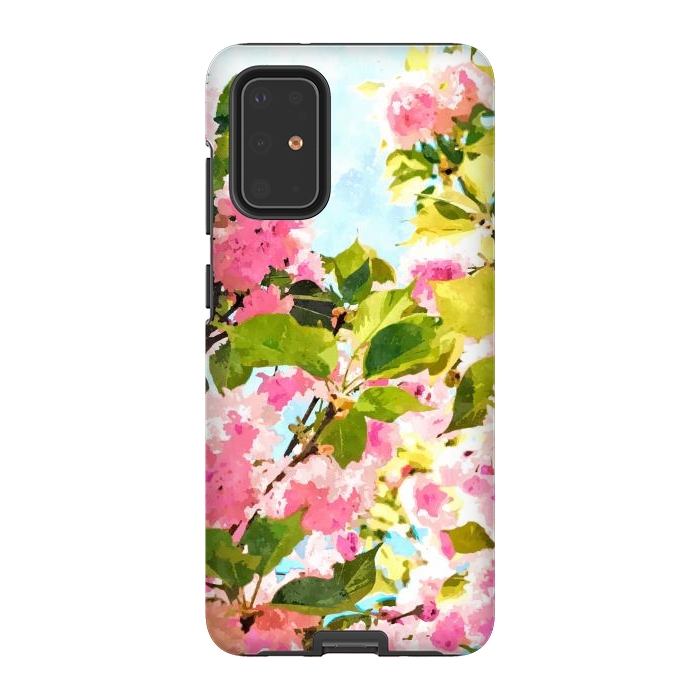 Galaxy S20 Plus StrongFit Day dreaming under the blooming Bougainvillea | Summer botanical Floral Vintage Garden Painting by Uma Prabhakar Gokhale