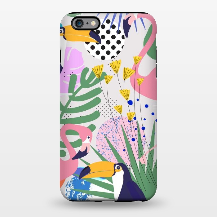 iPhone 6/6s plus StrongFit Tropical Spring | Pastel Quirky Modern Bohemian Jungle Botanical | Flamingo Palm Cockatoo Birds by Uma Prabhakar Gokhale