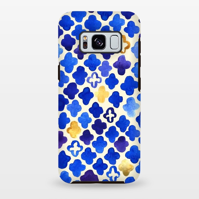 Galaxy S8 plus StrongFit Rustic Watercolor Moroccan in Royal Blue & Gold by Tangerine-Tane