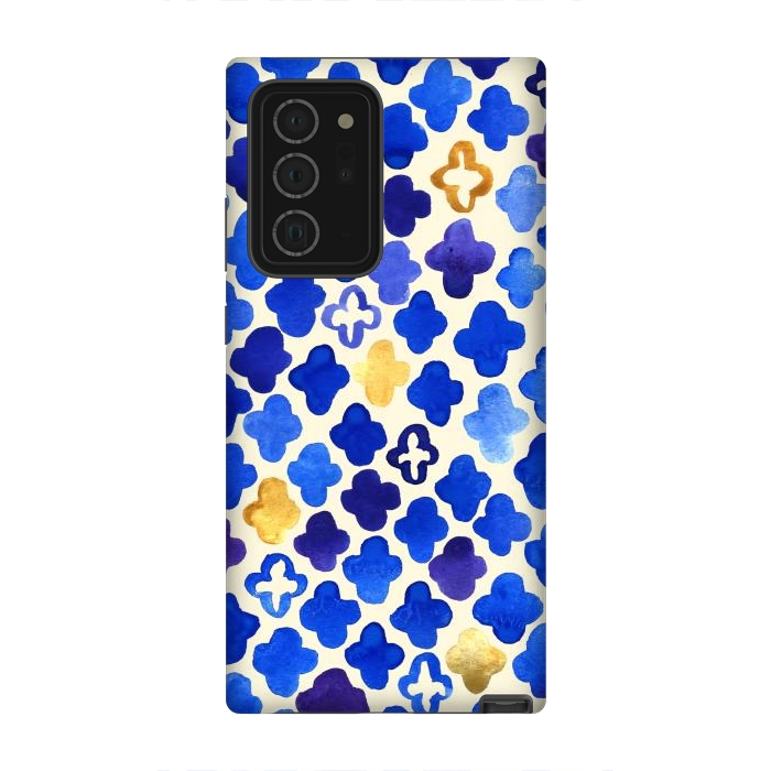 Galaxy Note 20 Ultra StrongFit Rustic Watercolor Moroccan in Royal Blue & Gold by Tangerine-Tane