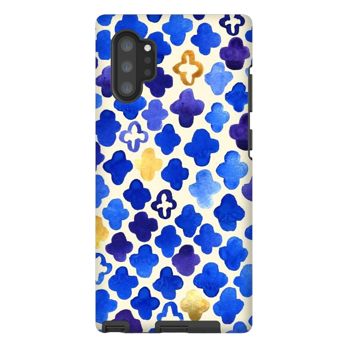 Galaxy Note 10 plus StrongFit Rustic Watercolor Moroccan in Royal Blue & Gold by Tangerine-Tane