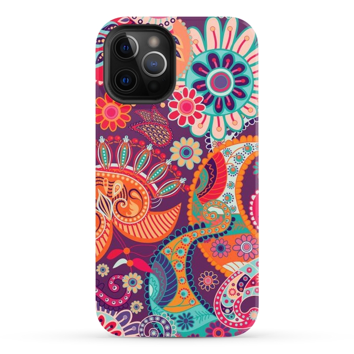 iPhone 12 Pro StrongFit Figure in bright flowers by ArtsCase
