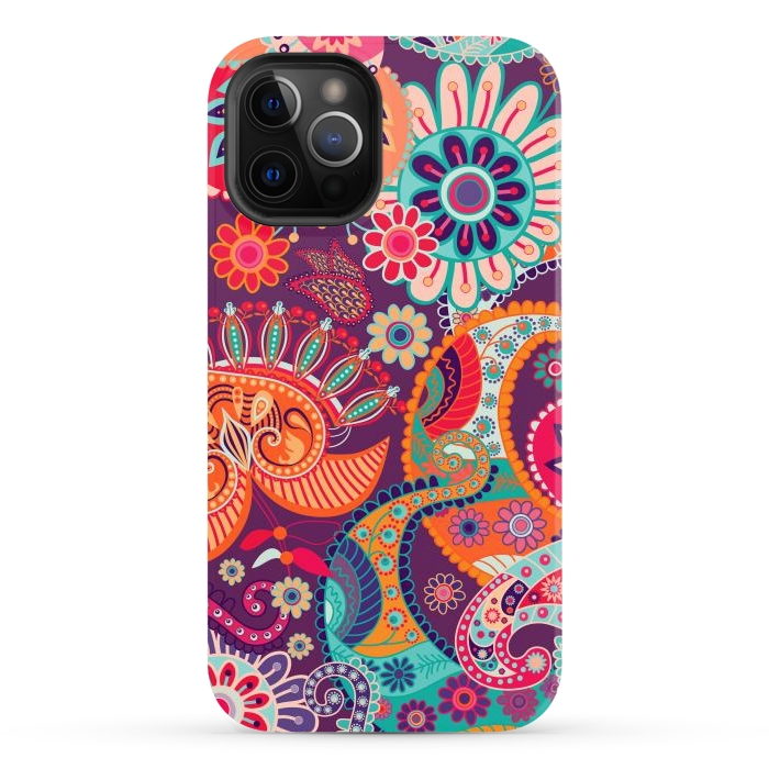 iPhone 12 Pro Max StrongFit Figure in bright flowers by ArtsCase