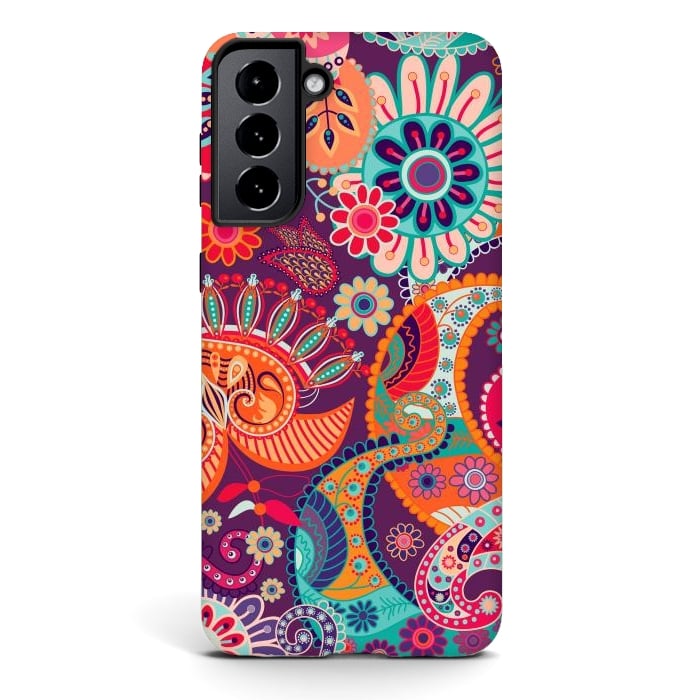 Galaxy S21 StrongFit Figure in bright flowers by ArtsCase