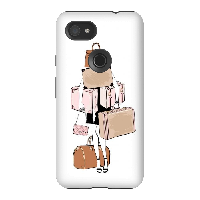 Pixel 3AXL StrongFit Woman with luggage by Martina