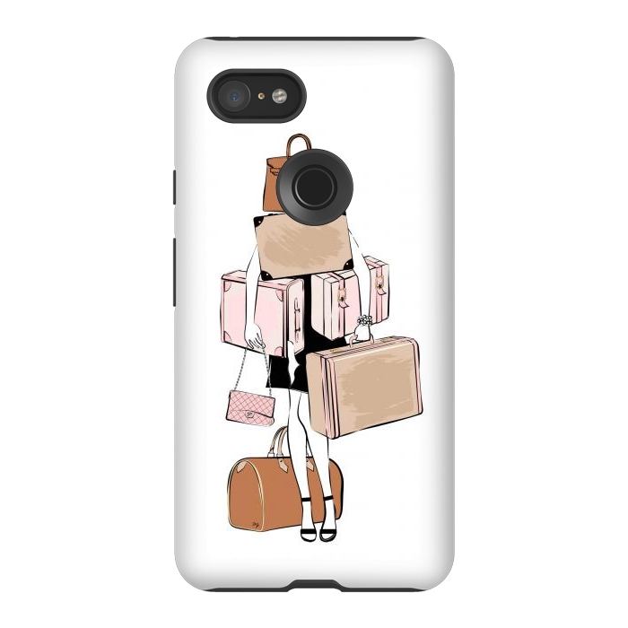 Pixel 3XL StrongFit Woman with luggage by Martina