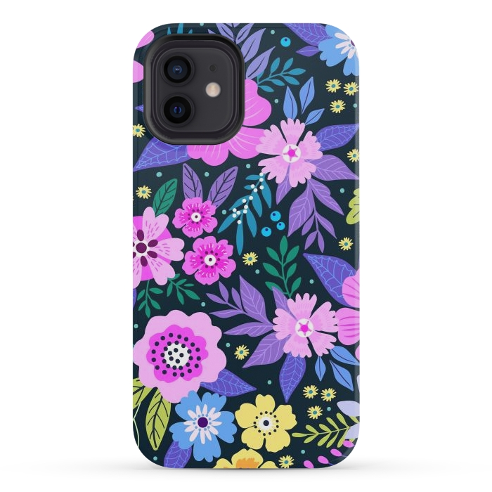 iPhone 12 mini StrongFit Pink Multicolor WildFlowers at Best by ArtsCase
