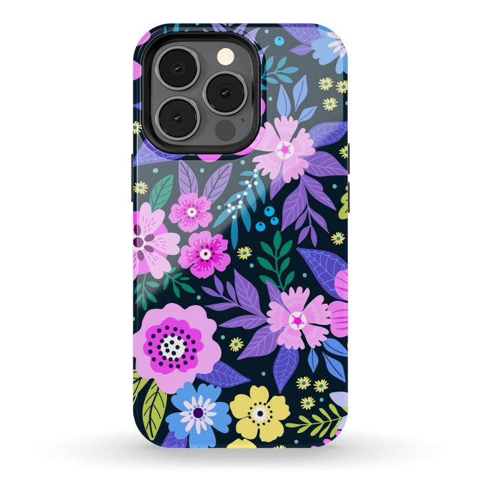 iPhone 13 pro StrongFit Pink Multicolor WildFlowers at Best by ArtsCase