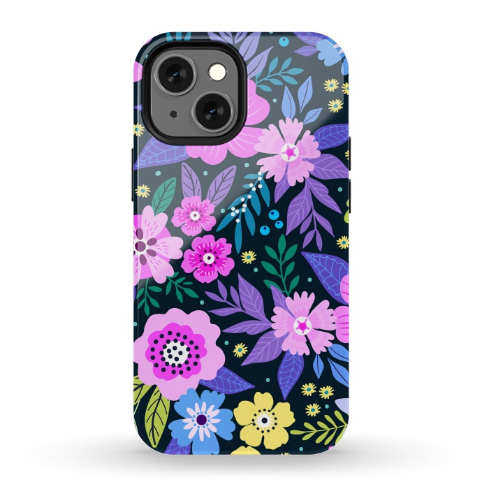 iPhone 13 mini StrongFit Pink Multicolor WildFlowers at Best by ArtsCase