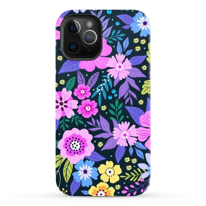 iPhone 12 Pro Max StrongFit Pink Multicolor WildFlowers at Best by ArtsCase