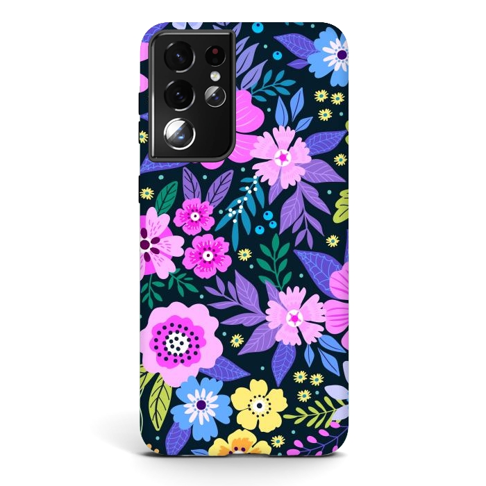 Galaxy S21 ultra StrongFit Pink Multicolor WildFlowers at Best by ArtsCase