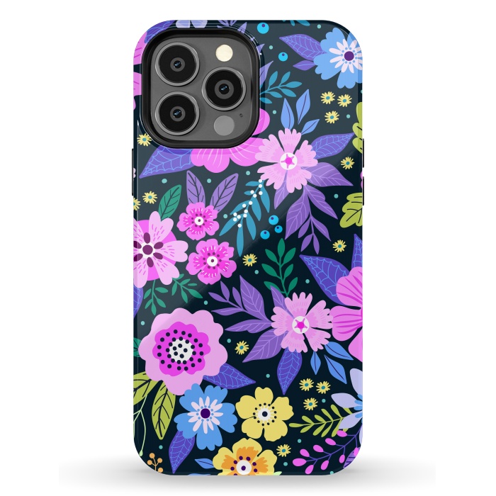 iPhone 13 Pro Max StrongFit Pink Multicolor WildFlowers at Best by ArtsCase