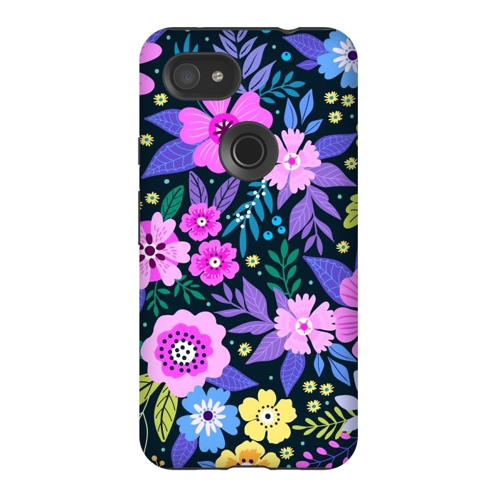 Pixel 3AXL StrongFit Pink Multicolor WildFlowers at Best by ArtsCase