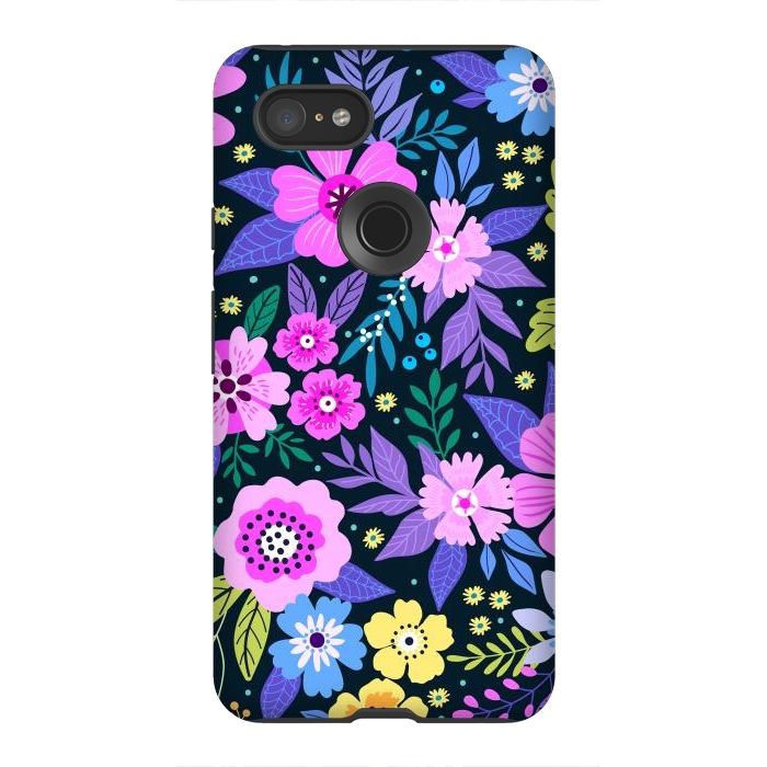 Pixel 3XL StrongFit Pink Multicolor WildFlowers at Best by ArtsCase