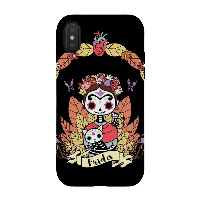 iPhone Xs / X StrongFit Cute Frida sugar skull by Laura Nagel