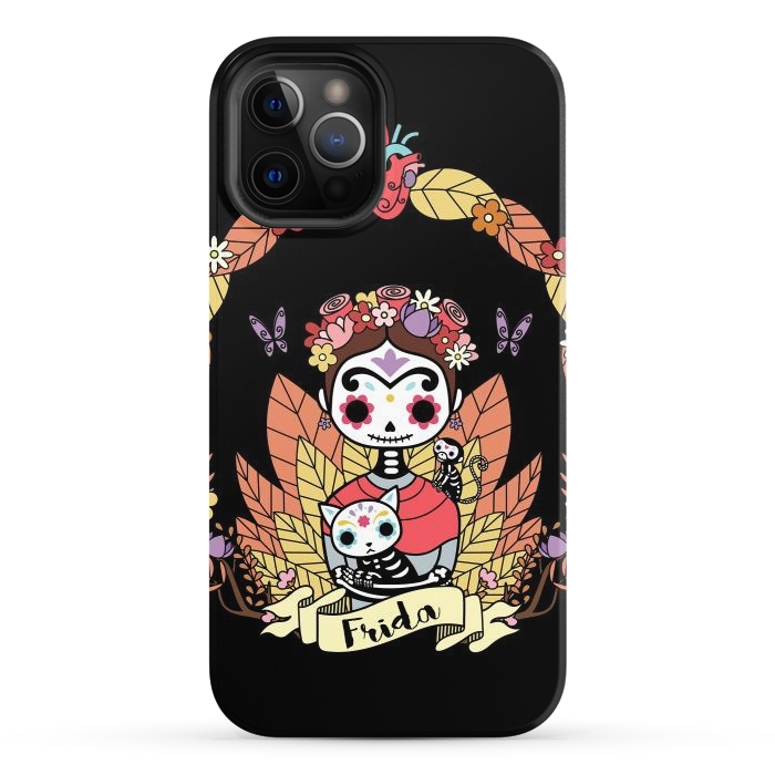 iPhone 12 Pro StrongFit Cute Frida sugar skull by Laura Nagel