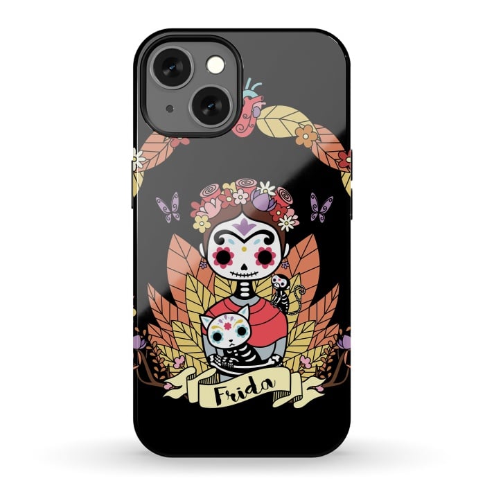 iPhone 13 StrongFit Cute Frida sugar skull by Laura Nagel