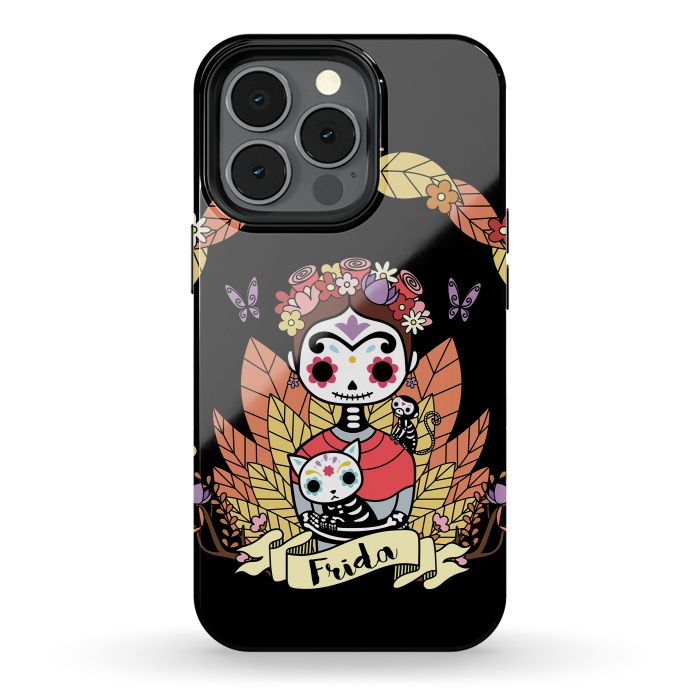 iPhone 13 pro StrongFit Cute Frida sugar skull by Laura Nagel