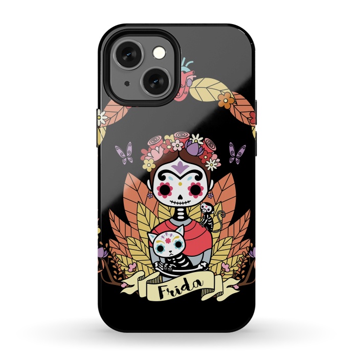 iPhone 13 mini StrongFit Cute Frida sugar skull by Laura Nagel