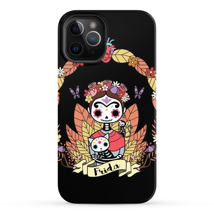 iPhone 12 Pro Max StrongFit Cute Frida sugar skull by Laura Nagel