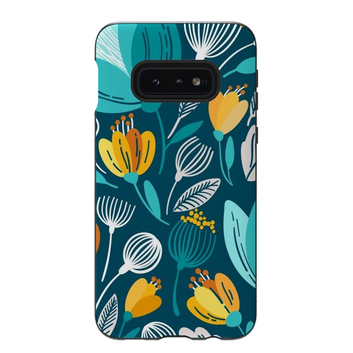 Galaxy S10e StrongFit Blue Doodle by ArtsCase
