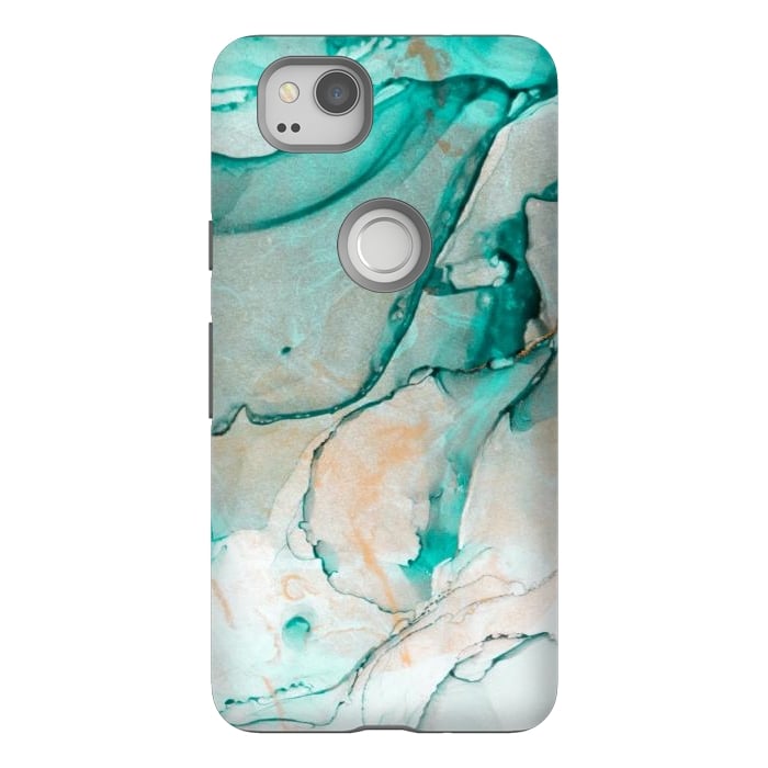 Pixel 2 StrongFit Tropical Green Marble by ArtsCase