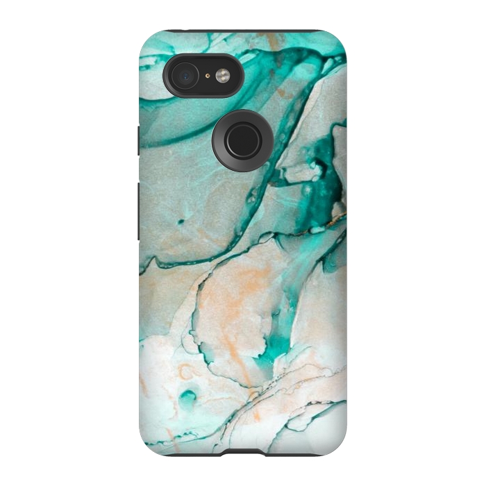 Pixel 3 StrongFit Tropical Green Marble by ArtsCase