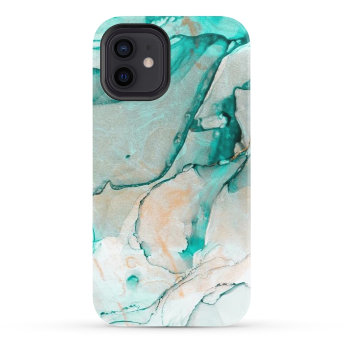 iPhone 12 StrongFit Tropical Green Marble por ArtsCase